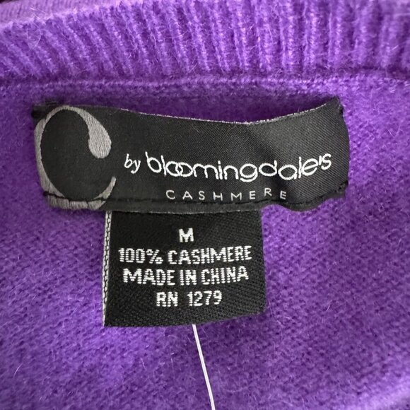 C by Bloomingdale's 100% Cashmere V-neck Sweater Women's Medium orchid purple - Picture 4 of 7